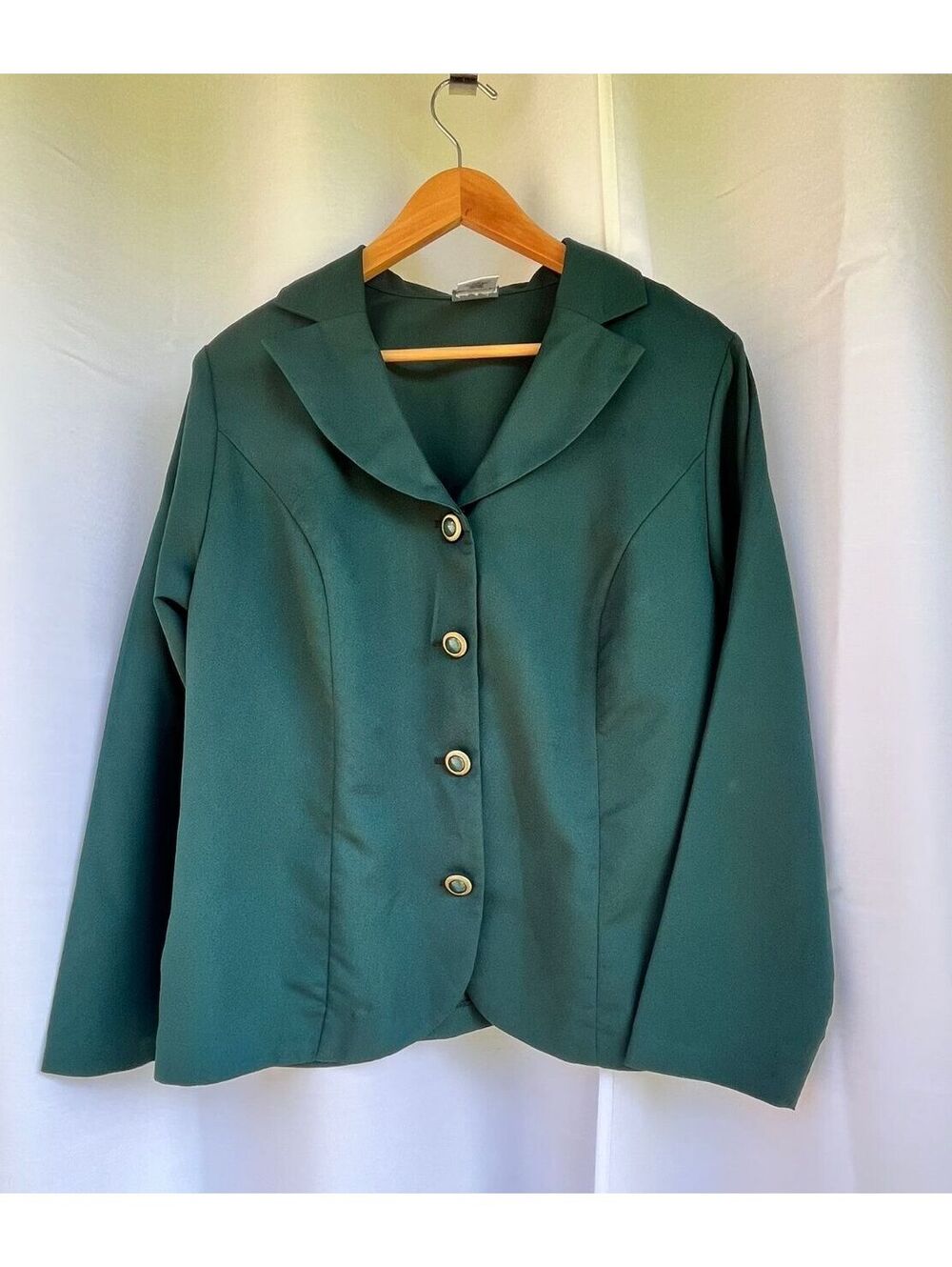 Signature Collection by Vicki Wayne Green Jacket Sz 18W Scalloped Button Front